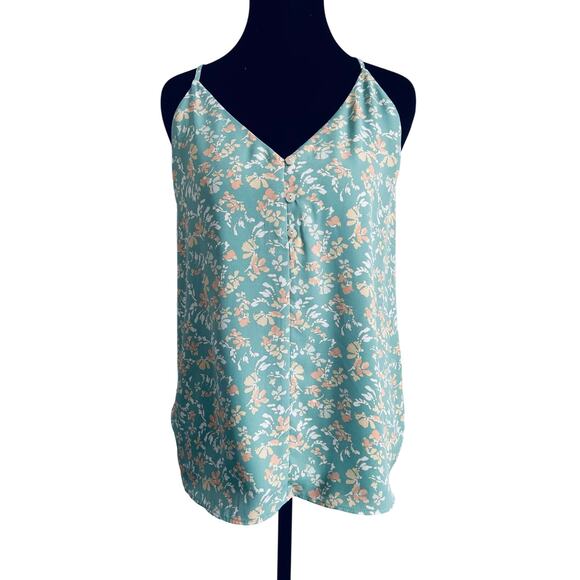 Versona Green Floral Button Front Cami Tank Top Size Small - Picture 1 of 4